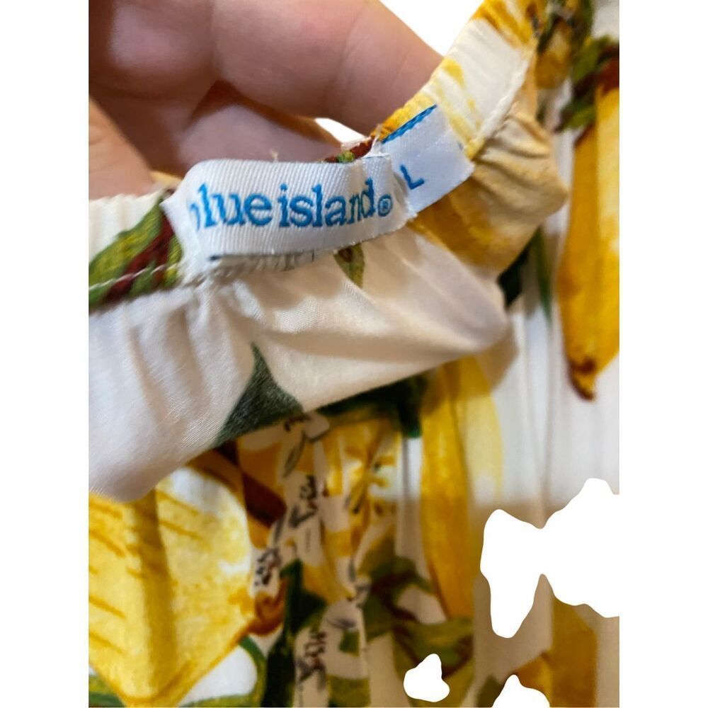 Blue Island women’s lemon, print drawstring waist on/off shoulder dress large - Picture 5 of 5